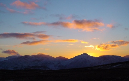 Scafells and Great Gable at sunset